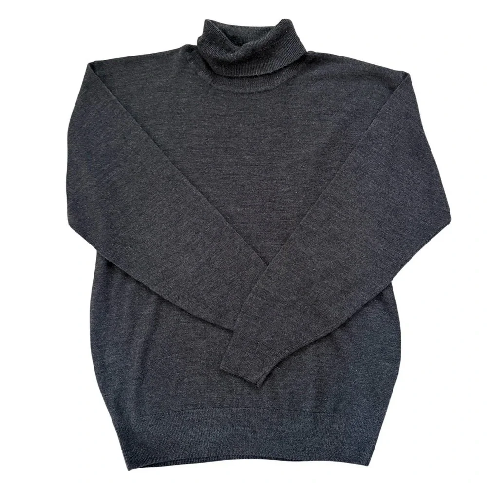 Seahop‎ Mens Charcoal Gray Marl Turtleneck Knit Sweater Size LL Large